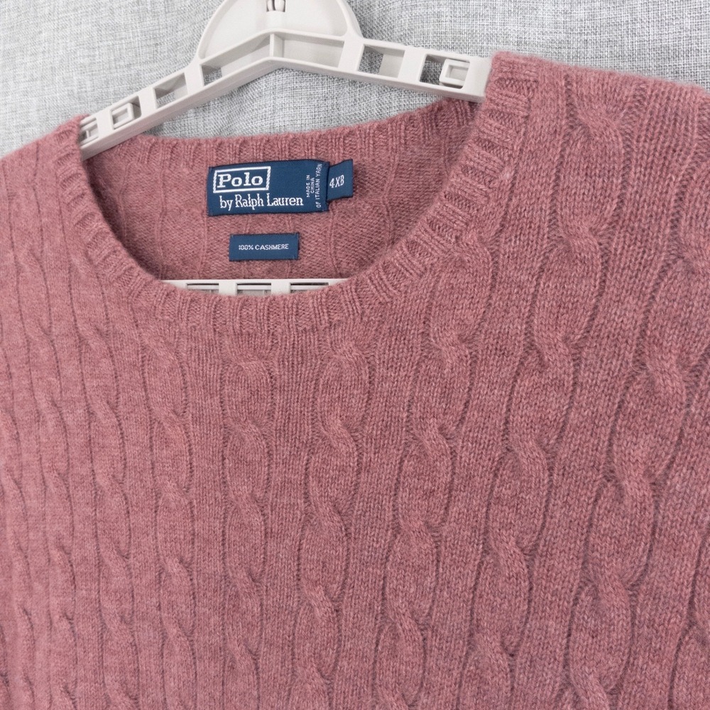 Polo Ralph Lauren Men's 4XB Big & Tall 100% Cashmere Cable Knit Crewneck Sweater